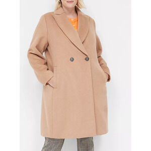 NEW LANE BRYANT HONEY GLAZE DOUBLE BREASTED FAUX WOOL COAT SZ 28